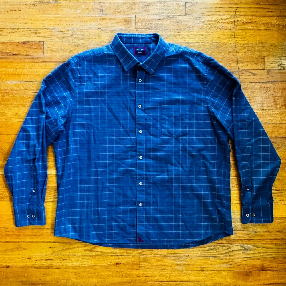 UNTUCKit‎ Men's XXX Large Blue Plaid Long Sleeve Button Down Shirt